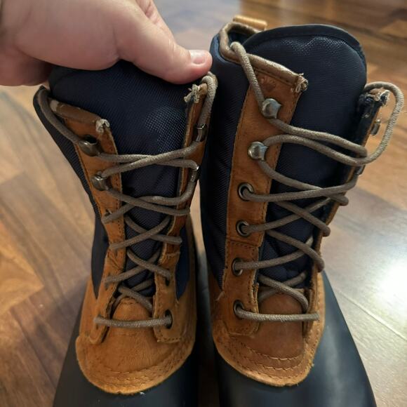 Vintage Lands' End Navy Blue & Brown Duck Boots Size 10 Rain Winter - Picture 3 of 10